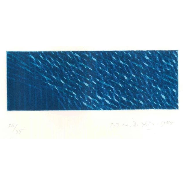 Blue Composition - Original Aquatint by Piero Dorazio - 1984 1984 For Sale - Image 3 of 3