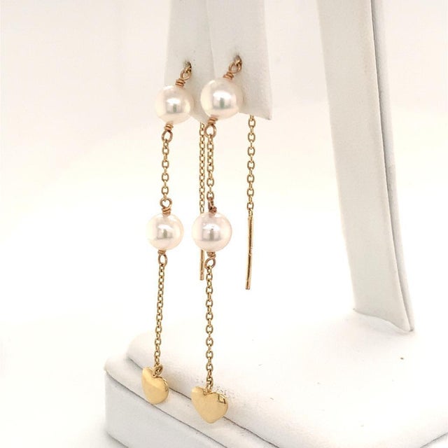 Akoya Pearl Earrings 14k Yellow Gold Certified For Sale - Image 4 of 16