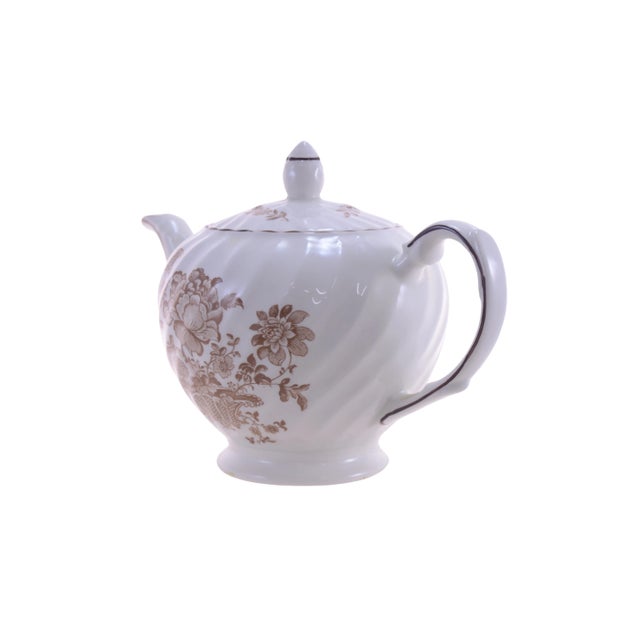 Royal Crownford Stafforshire Ironstone Brown Floral Teapot For Sale - Image 4 of 8