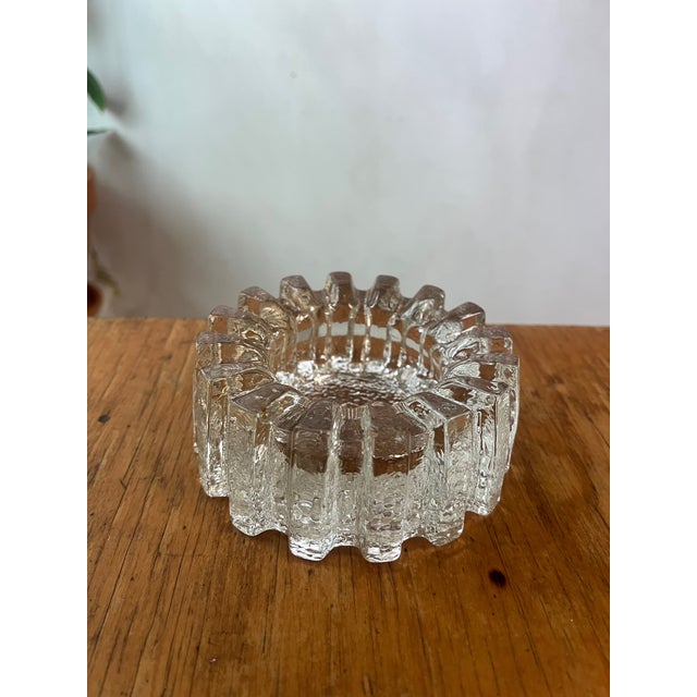 Glass MCM Swedish Cast Glass Brutalist Design Eva Englund Crystal Ice Ashtray For Sale - Image 7 of 10