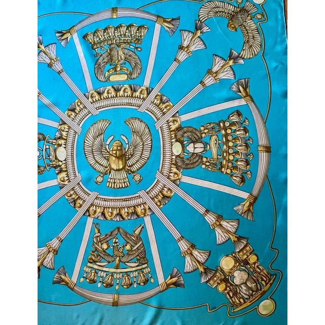 Textile HERMÈS ÉGYPTE Silk Scarf designed by Latham Caty 1970 For Sale - Image 7 of 10