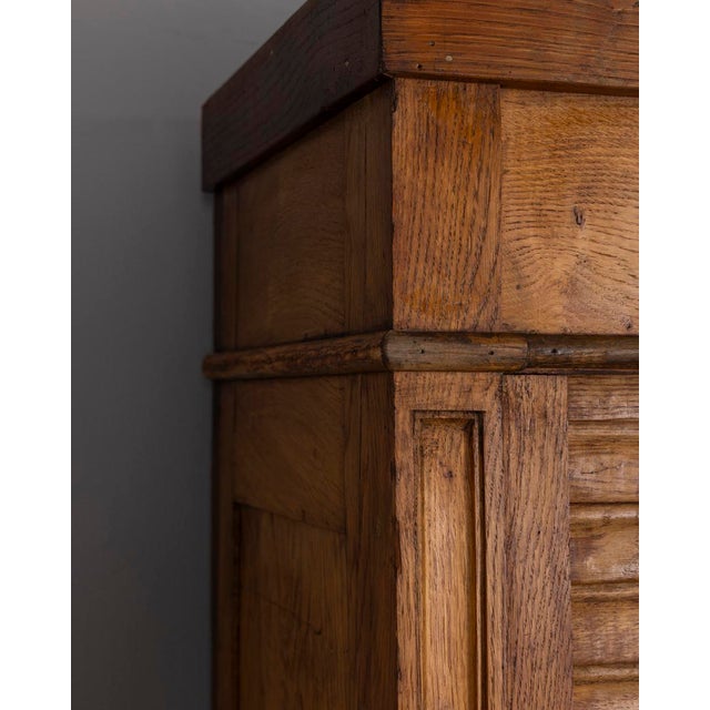 Vintag Industrial Style Wooden Rolling Shutter Filing Cabinet, 1940s For Sale - Image 13 of 18
