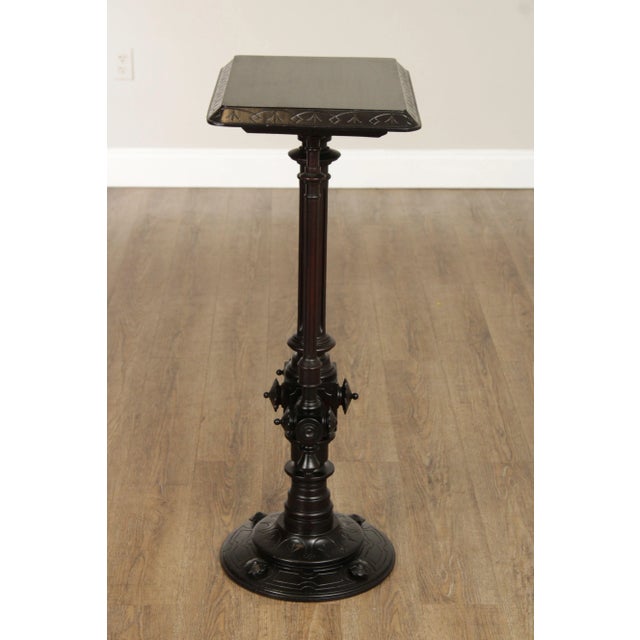 Victorian Renaissance Revival Antique Walnut Carved Pedestal For Sale - Image 10 of 12