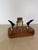 Mid-Century Modern Mid-Century Brass & Walnut Perpetual Calendar Desk Set With Pen Holders For Sale - Image 3 of 8