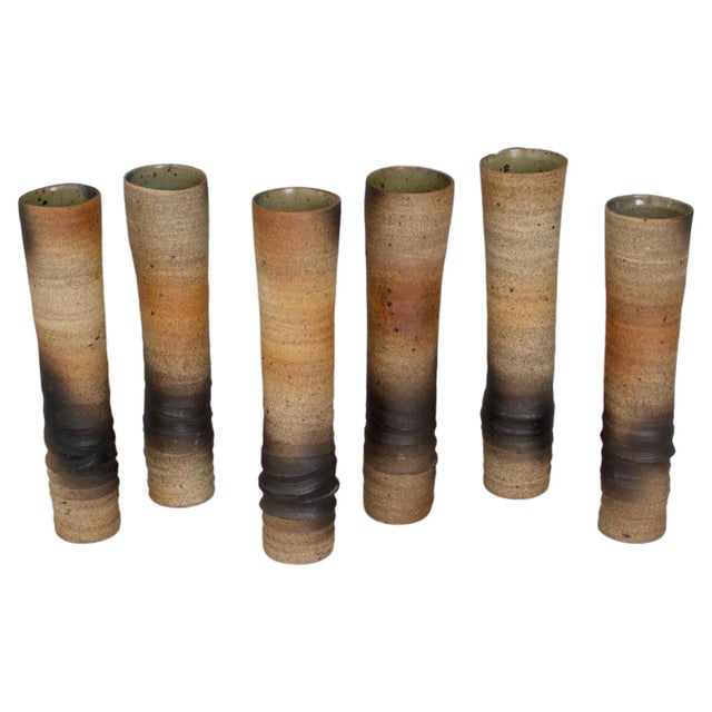 Atelier Pelagres Stoneware Wood Fire Ceramic Vases France, Circa 1950 - Set of 6 For Sale - Image 13 of 13