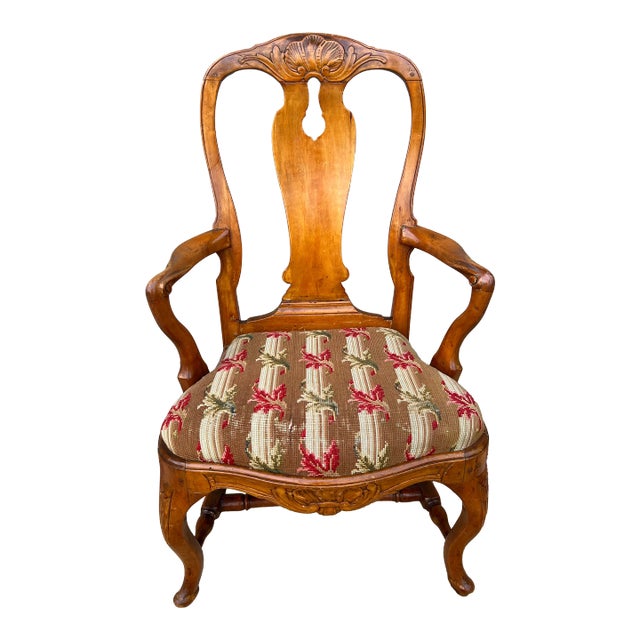 Antique Country French Provincial Carved Armchair, 18th Century For Sale