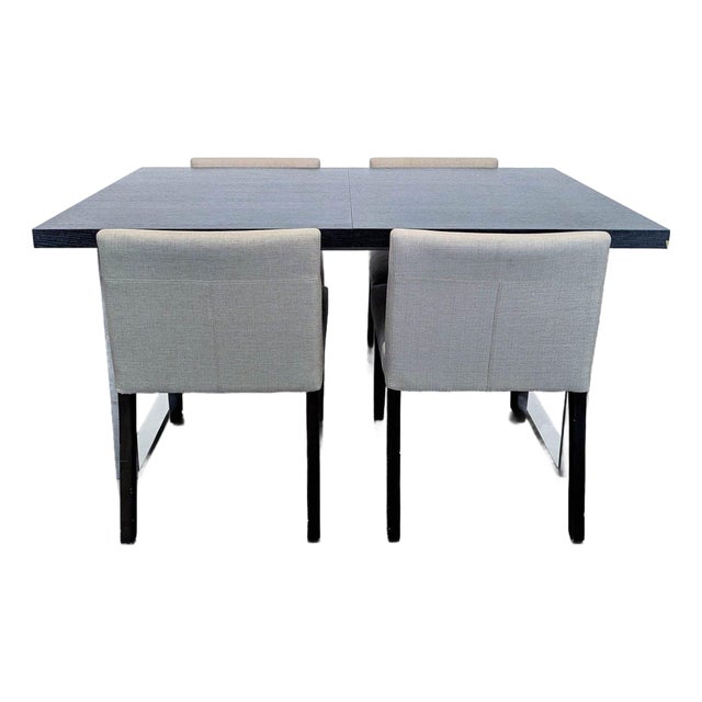 Eq3 Modern 5-Piece Dining Set With Rectangular Table and Upholstered Chairs For Sale