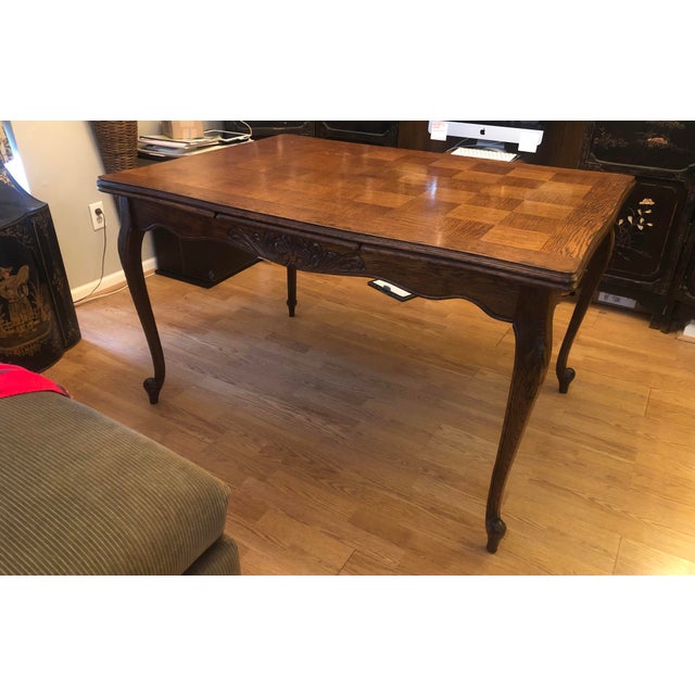 Vintage Parquet Top Refectory Table For Sale - Image 11 of 11