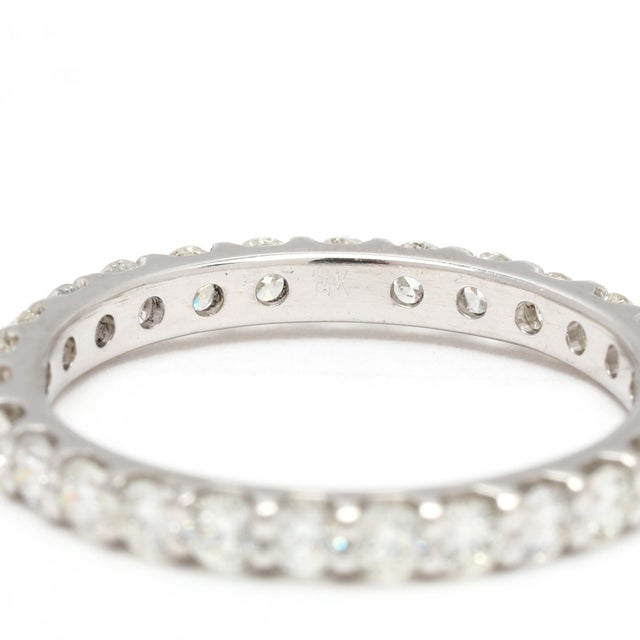 Early 21st Century 0.75ctw Diamond Band Ring, 14k White Gold, Ring Size 5.25, Stackable For Sale - Image 5 of 7