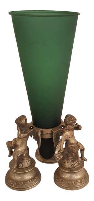 Maitland Smith Green Glass and Brass Epergne
