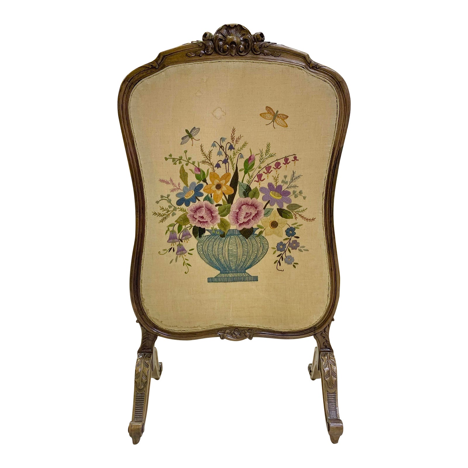 Early 20th Century Needlework Fireplace Screen Chairish