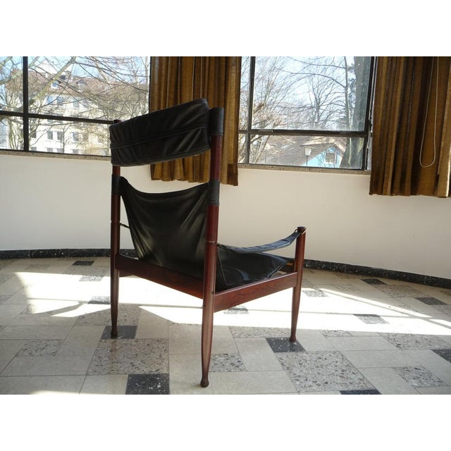 Danish Leather High Back Safari Armchair by Erik Wørts for Niels Eilersen, 1960s For Sale - Image 15 of 17