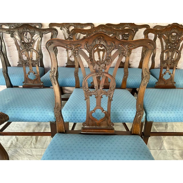 Set of Ten George III Style Chippendale Dining Chairs For Sale - Image 16 of 18