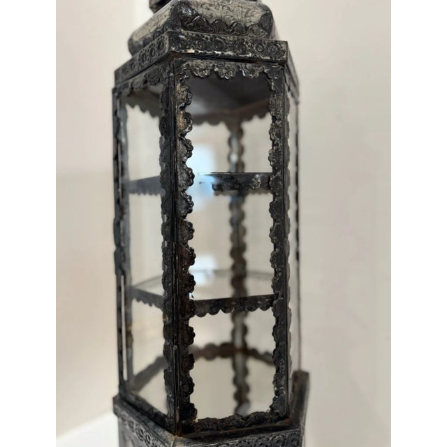 Mid 20th Century Silvered Metal & Glass Hexagonal Display Vitrine/Display For Sale - Image 4 of 9