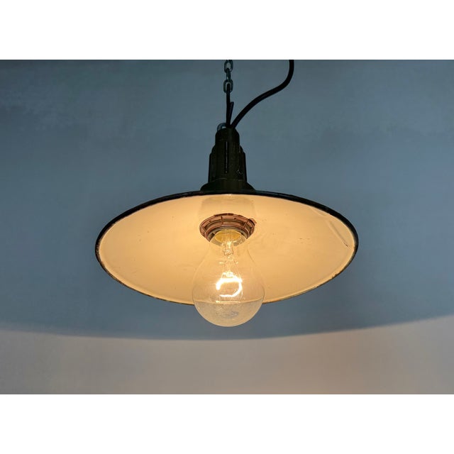 Industrial Blue Enamel Military Pendant Lamp with Cast Aluminium Top, 1960s For Sale - Image 10 of 18