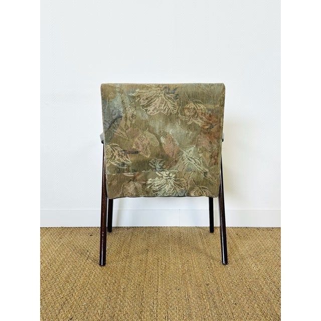 1960s Vintage Lounge Chair in Dark Wood and Floral Patterned Fabric, 1960s For Sale - Image 5 of 14