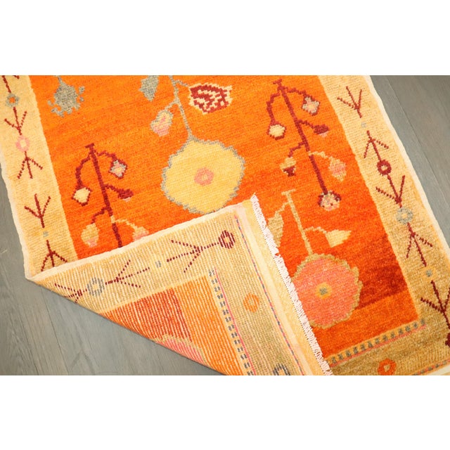 Vintage Zabihi Collection Bright Orange Turkish Anatolian Rug - 2'7" x 4'6" For Sale - Image 4 of 6