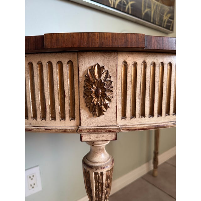 Alabaster Very Fine Ej Victor Newport Historic Collection Carved Inlaid Console Foyer Hall Table For Sale - Image 8 of 12