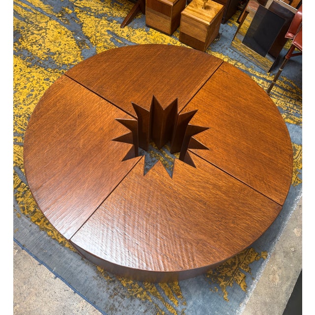 Rare Modular "Quadrifoglio" Coffee Table in Carved Oak by Giuseppe Rivadossi, 1970s For Sale - Image 14 of 16