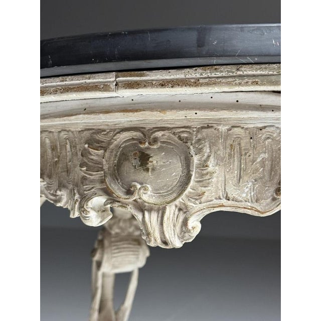 French Side Table in Hand-Carved Wood with Marble Top For Sale - Image 6 of 18