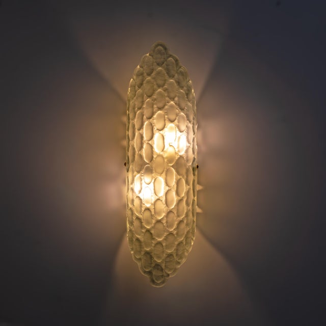 Glass Aqua Green Murano Glass Wall Sconces with Textured Relief, 2000s, Set of 2 For Sale - Image 7 of 10