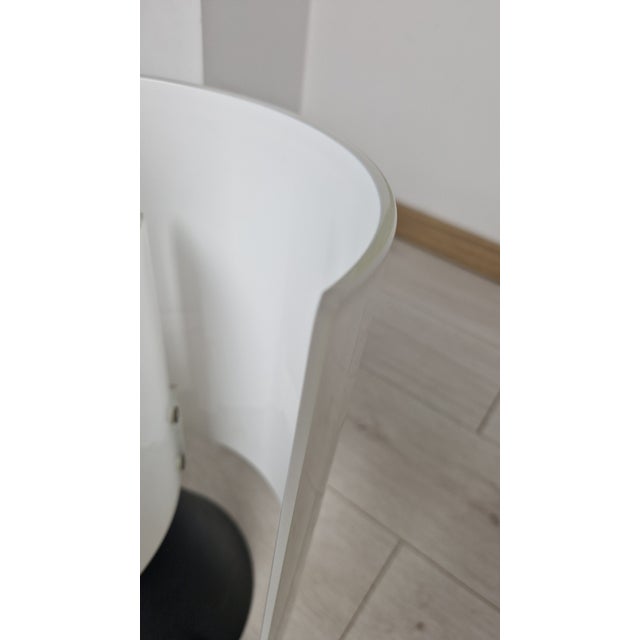 Table Lamp with 3-Blade Model in Milk Glass and Embossed Iron Base, 1970s For Sale - Image 4 of 13
