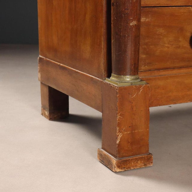 Brown Empire Chest of Drawers in Walnut and Marble For Sale - Image 8 of 12