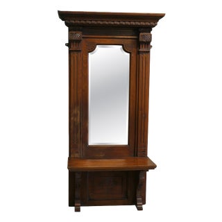 Wall Hanging Cloakroom Mirror with Shelf For Sale