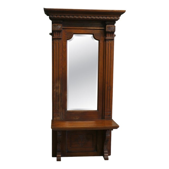 Wall Hanging Cloakroom Mirror with Shelf For Sale