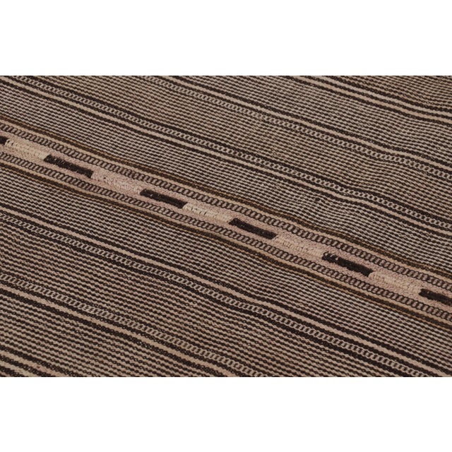 1950s Vintage Persian Kilim, Beige-Brown Stripes With Intricate Detail - Rug & Kilim For Sale - Image 5 of 8