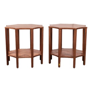 Pair Noir Ariana Octagonal Two-Tier Side Tables For Sale