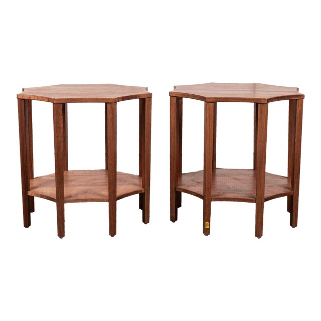 Pair Noir Ariana Octagonal Two-Tier Side Tables For Sale
