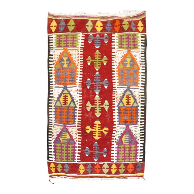 Mid 20th Century Zabihi Collection Turkish Kilim For Sale