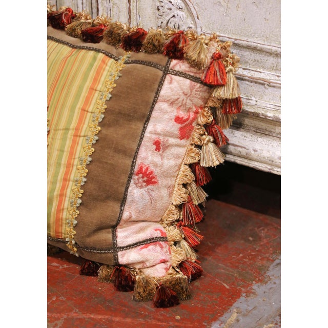 Pair of 18th Century Aubusson Tapestry Fragment and Passementerie Lumbar Pillows For Sale - Image 4 of 9