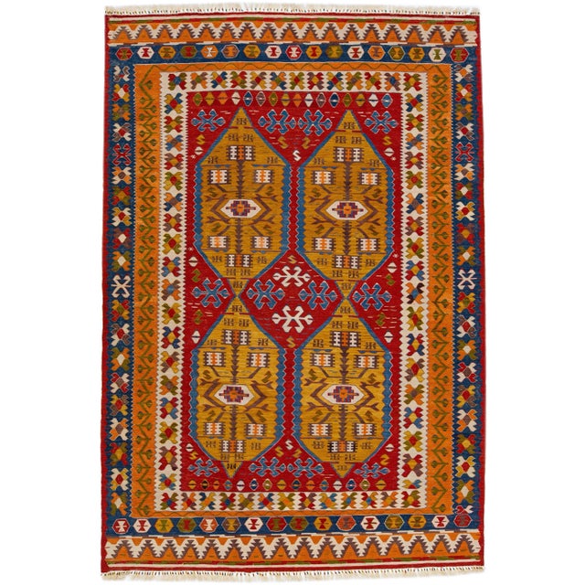 Textile 2010s Modern Flatweave Kilim Multicolor Wool Rug With Allover Motif For Sale - Image 7 of 7