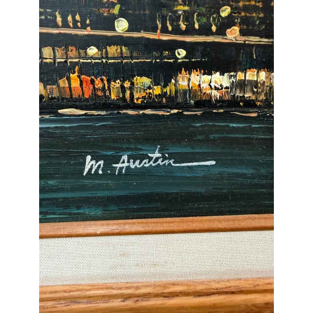1990s M.Austin Twin Towers New York Oil Painting on Canvas Signed by Artist For Sale - Image 4 of 6