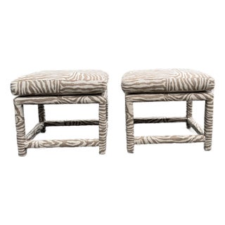 Handsome Pair of Vintage Thayer Coggin for Milo Baughman Ottomans (With Label) For Sale