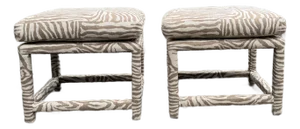 Handsome Pair of Vintage Thayer Coggin for Milo Baughman Ottomans (With Label)