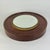 A gorgeous and unique antique rounded mirrored plateau gallery tray sitting atop a brass inlaid mahogany platform. This...