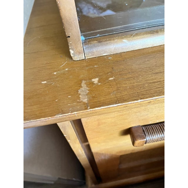 1958 Northwest Chair Company 8 Piece Solid Maple and Rattan Glass Front Hutch For Sale - Image 10 of 11