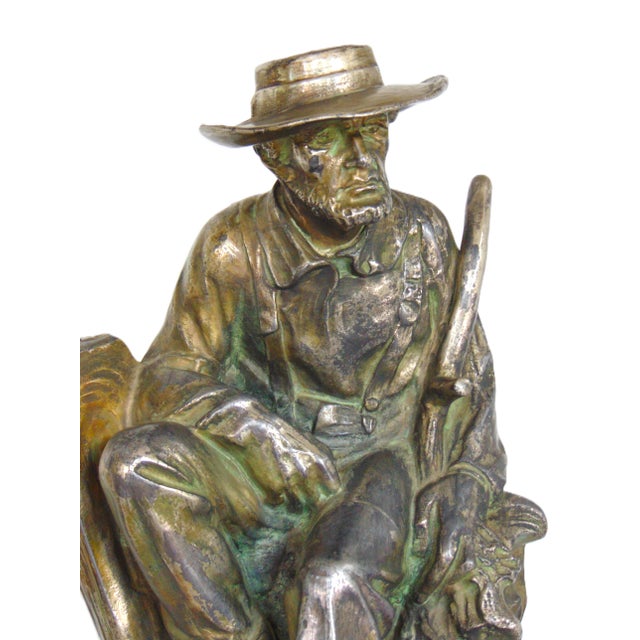 Antique Resting Farmer Sculpture on Base 16.5"h X 8"w For Sale In Greenville, SC - Image 6 of 10