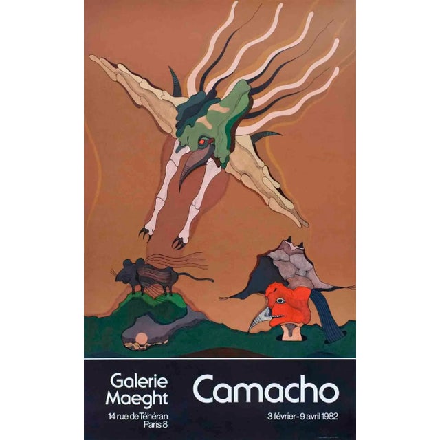 1982 Jorge Camacho 'Galerie Maeght' Contemporary Multicolor, Brown, Green France Lithograph For Sale