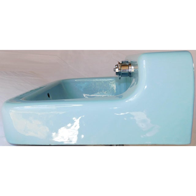 1973 Vintage "Standard" Clair De Lune Blue Cast Iron & Porcelain Wall-Mounted Sink For Sale - Image 9 of 18