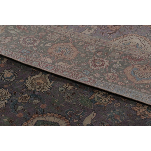Textile Rug & Kilim’s Agra-Inspired Rug, Floral Trellis on Midnight Purple Field For Sale - Image 7 of 7
