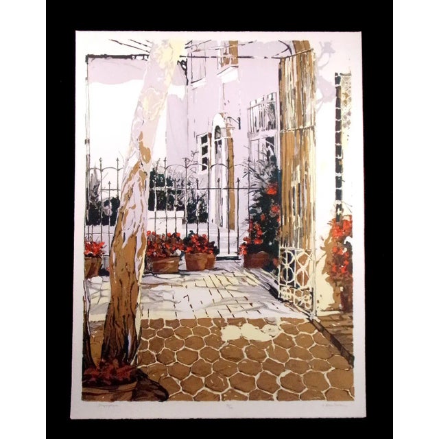 1980s Nanci Blair Closson "Tlaquepaque" Signed & Numbered Lithograph Art Mexico Street For Sale - Image 5 of 6