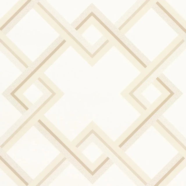 Schumacher x Neisha Crosland Mah Jong Wallpaper in Light Ivory For Sale