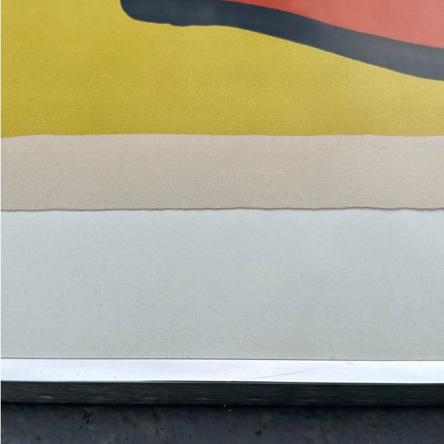 Lithograph titled "Dancing in the Spring" pencil signed by Karel Appel 1970, H.C, in brushed aluminum and glass frame....