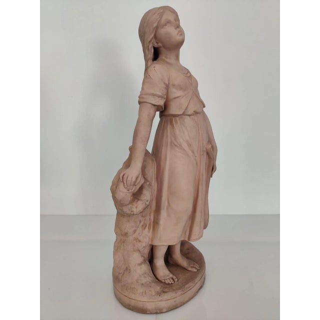 Antique Terracotta Girl with Mandolin Sculpture For Sale - Image 4 of 18