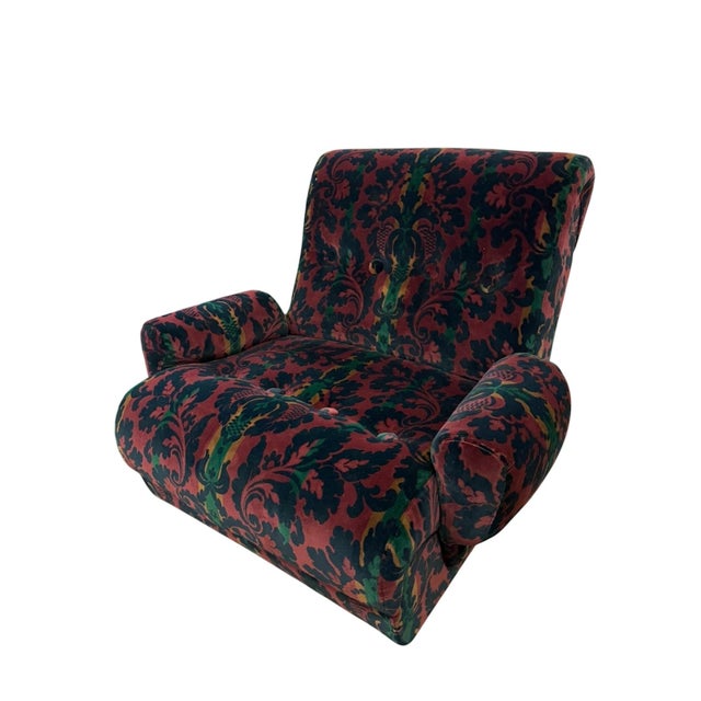 Set of Vintage Patterned Velvet Sofa and Two Coordinating Club Chairs For Sale - Image 10 of 14