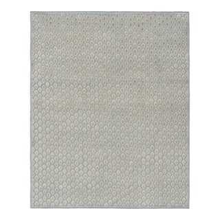 Rug & Kilim’s Modern Block Print Rug in Blue & Gray with Paisley Floral Pattern - 5x7 For Sale